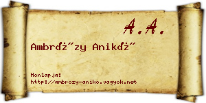 Ambrózy Anikó névjegykártya